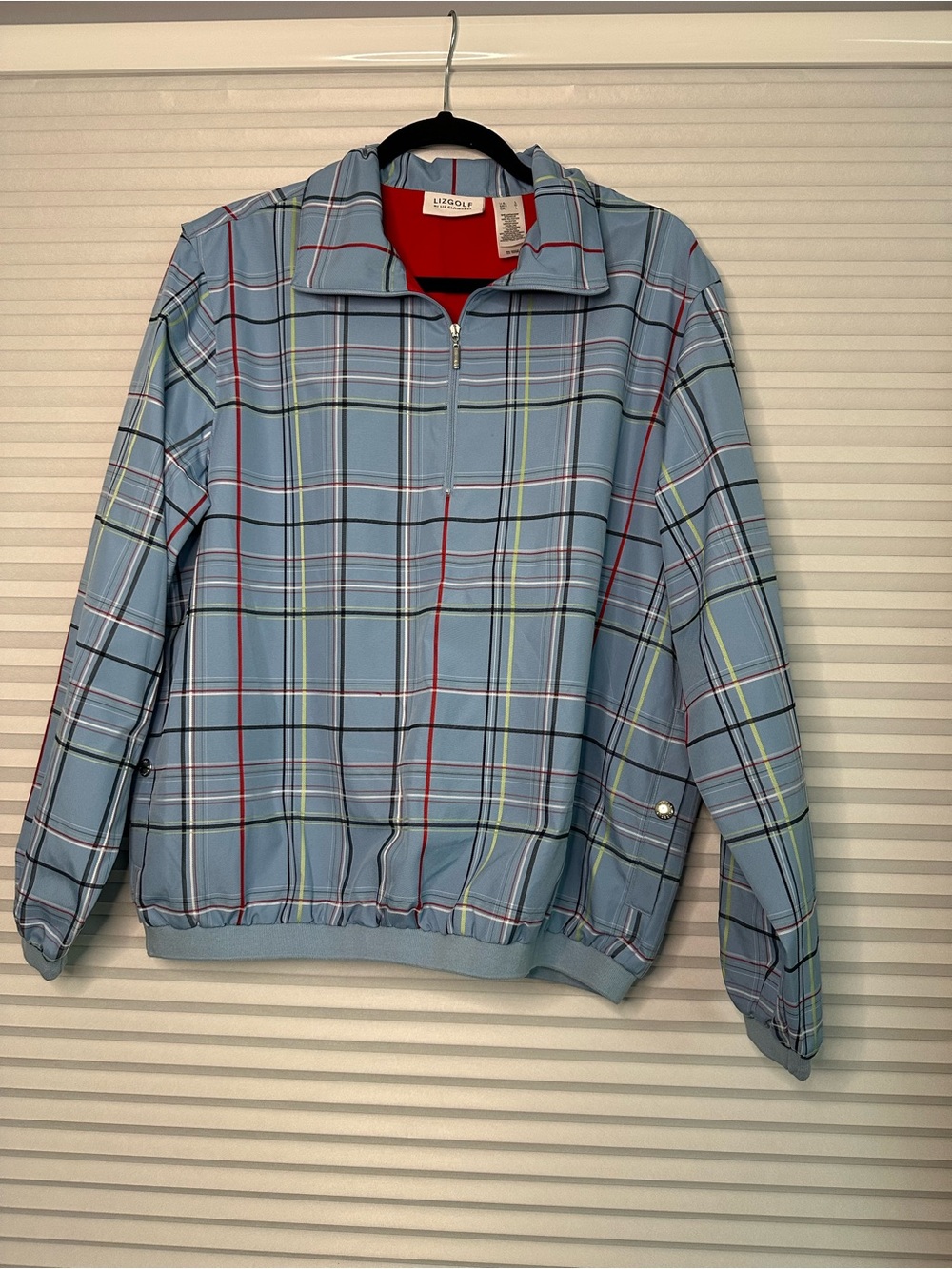 Liz Claiborne Light Blue Plaid Half-Zip Shirt Jacket